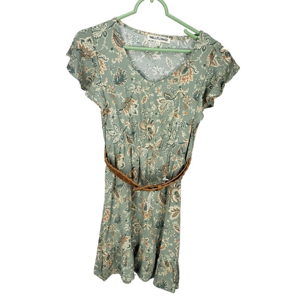 WallFlower Woven Flutter Sleeve Dress with Belt New Size XS